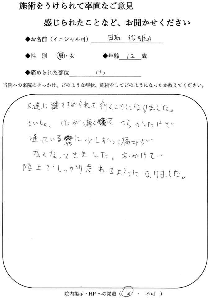 なおった通信 日髙 信乃助 さん お尻 宮崎市整骨院 ながとも整骨院